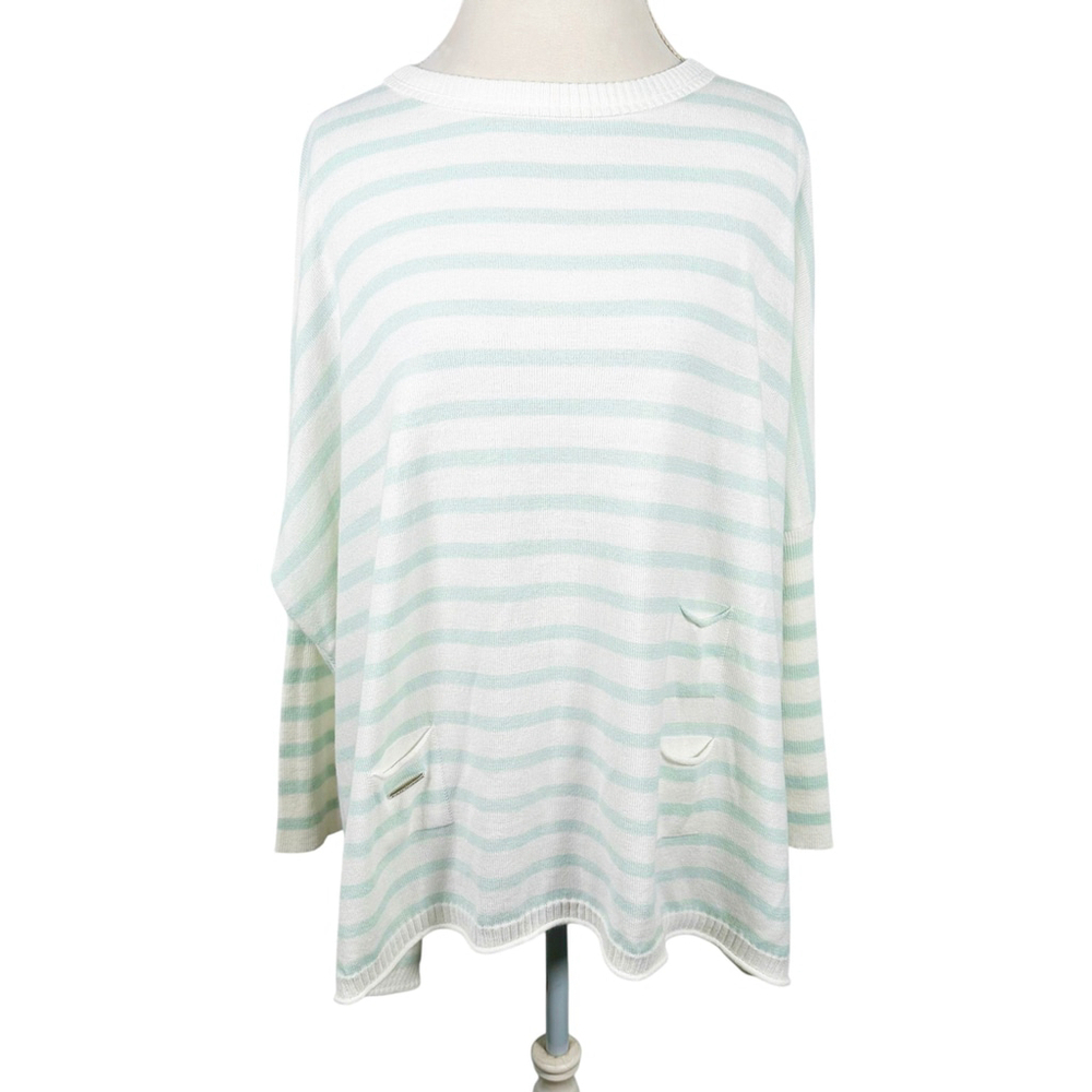 MerSea Sz OS One Size Fits Mint Stripe The Catalina Travel Pullover Sweater - Picture 2 of 10